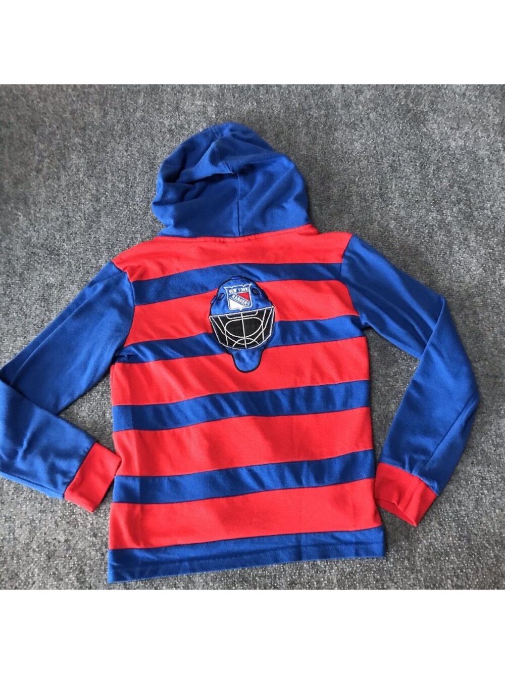 Y2K NHL New York Rangers Boys M 10 12 Shirt Polo Hoodie Striped Logo Long Sleeve